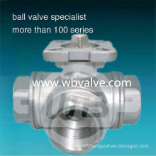 L/T Port Stainless Steel 3-Way Ball Valve 1000wog